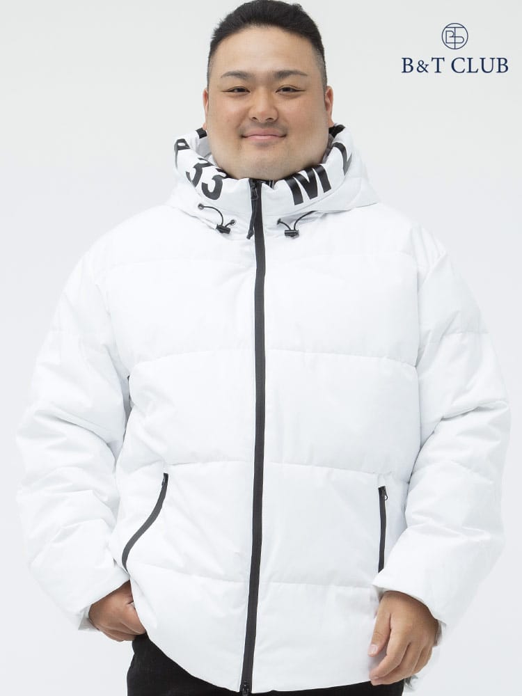 大きいサイズ メンズ B＆T CLUB (ビーアンドティークラブ) 撥水 ストレッチ フードプリント フルジップ 中綿 ジャケット