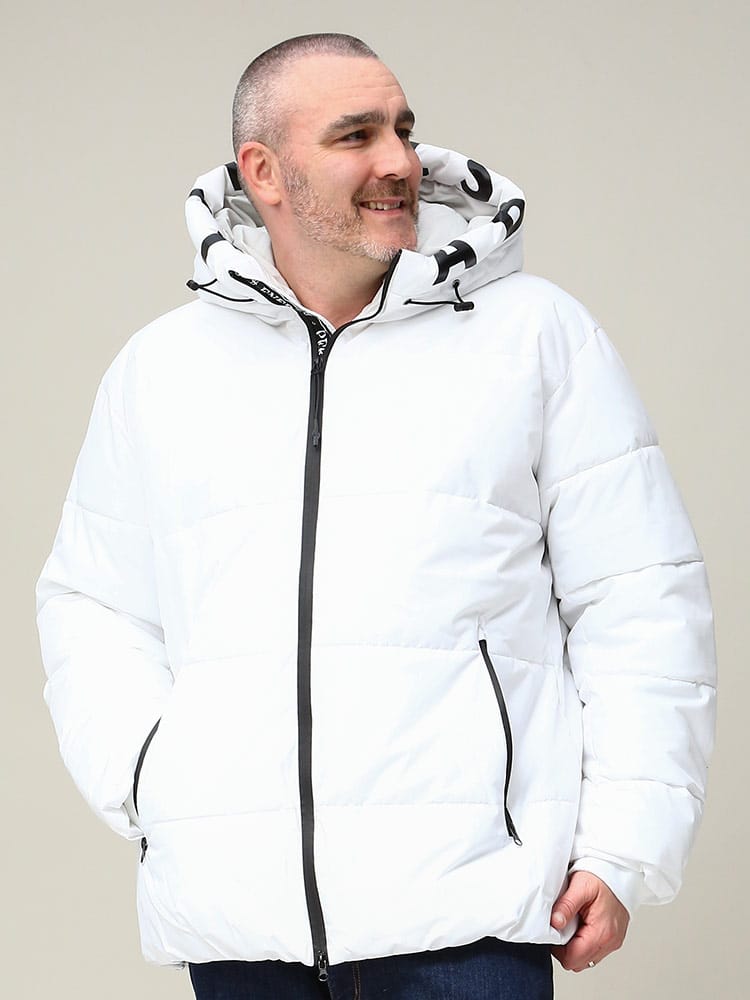 大きいサイズ メンズ B＆T CLUB (ビーアンドティークラブ) 撥水 フードプリント フルジップ 中綿 ジャケット