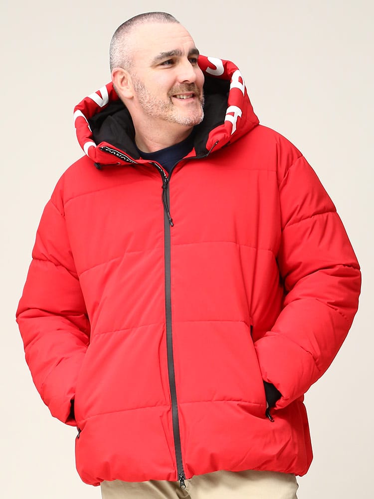 大きいサイズ メンズ B＆T CLUB (ビーアンドティークラブ) 撥水 フードプリント フルジップ 中綿 ジャケット