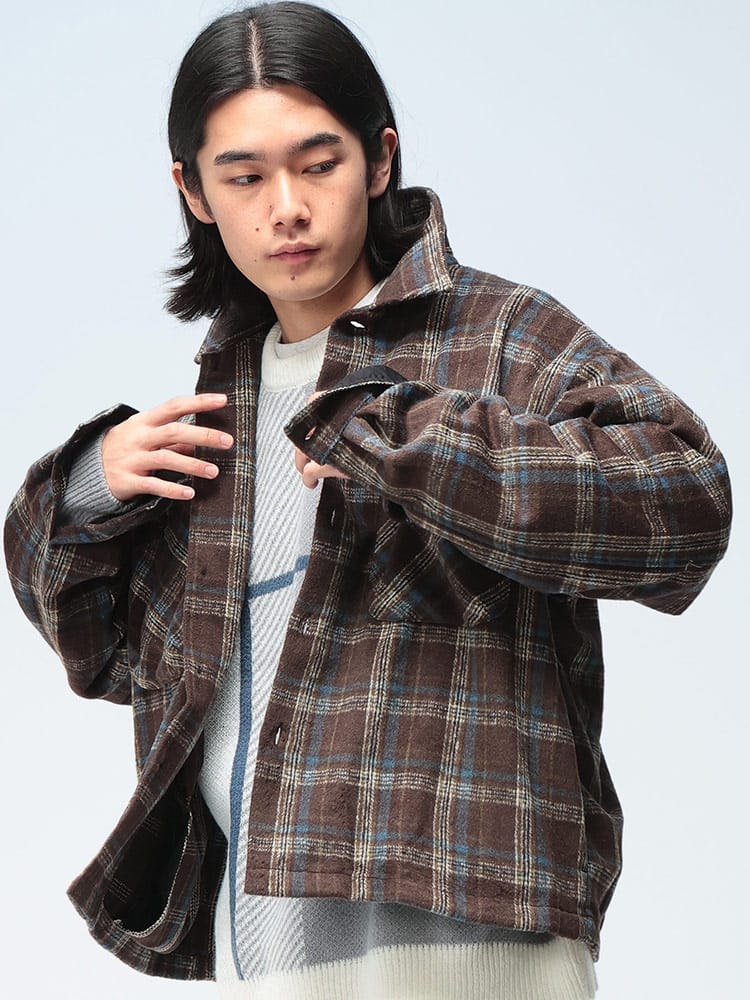 JUNGLE STORM (ジャングルストーム) シャツジャケット チェック柄 長袖 シャツ 520256 メンズ ユニセックス トップス ネルシャツ チェックシャツ ヘビーネルシャツ AWmust-have