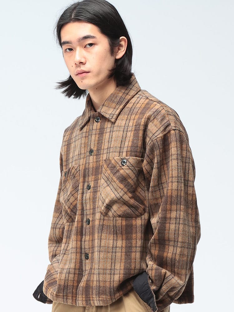 JUNGLE STORM (ジャングルストーム) シャツジャケット チェック柄 長袖 シャツ 520256 メンズ ユニセックス トップス ネルシャツ チェックシャツ ヘビーネルシャツ AWmust-have