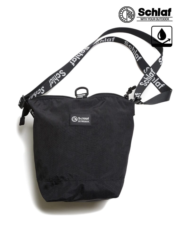 大きいサイズ メンズ Schlaf (シュラフ) 撥水 ムラ染め テープロゴ ショルダーポーチ