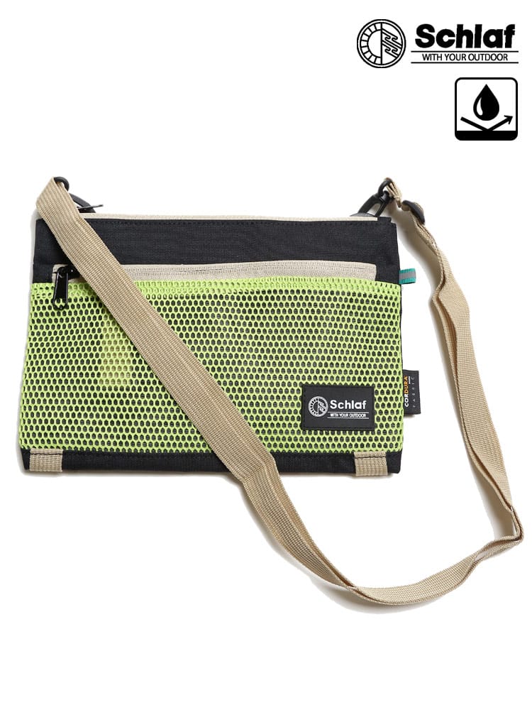 大きいサイズ メンズ Schlaf (シュラフ) コーデュラ 撥水 メッシュ サコッシュ