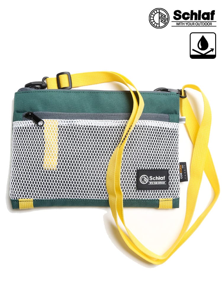 大きいサイズ メンズ Schlaf (シュラフ) コーデュラ 撥水 メッシュ サコッシュ
