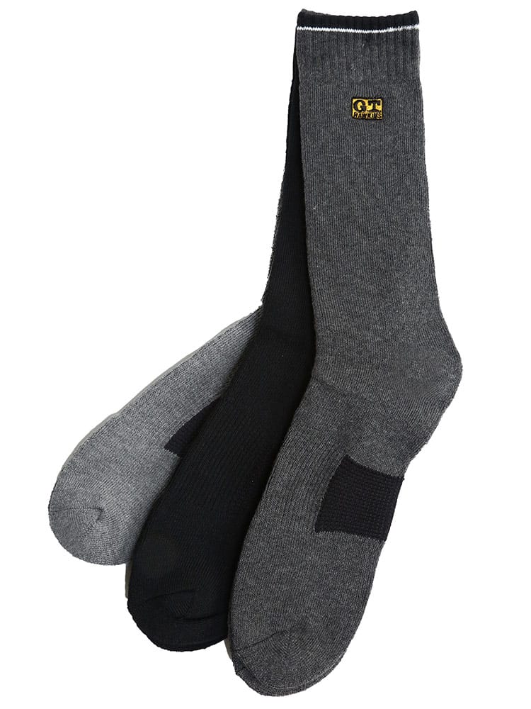 大きいサイズ メンズ G.T.HAWKINS (ジーティーホーキンス) 保温 ワンポイント 無地 クルーソックス 靴下 3足セット