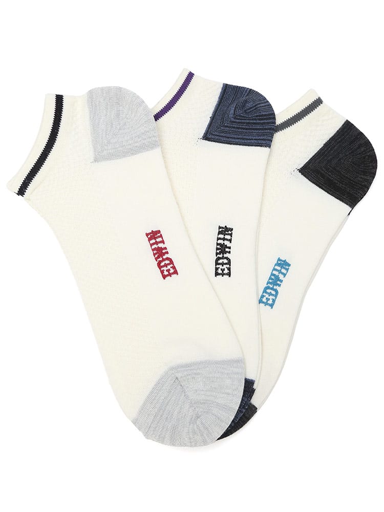 COOL ドライ 消臭 スニーカーソックス 3足組 (EDWIN) エドウィン 大きいサイズ メンズ 