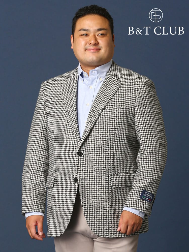大きいサイズ メンズ B＆T CLUB ビーアンドティークラブ 秋冬対応 INTESPRA 千鳥柄 シングル 段返り3つボタン ジャケット