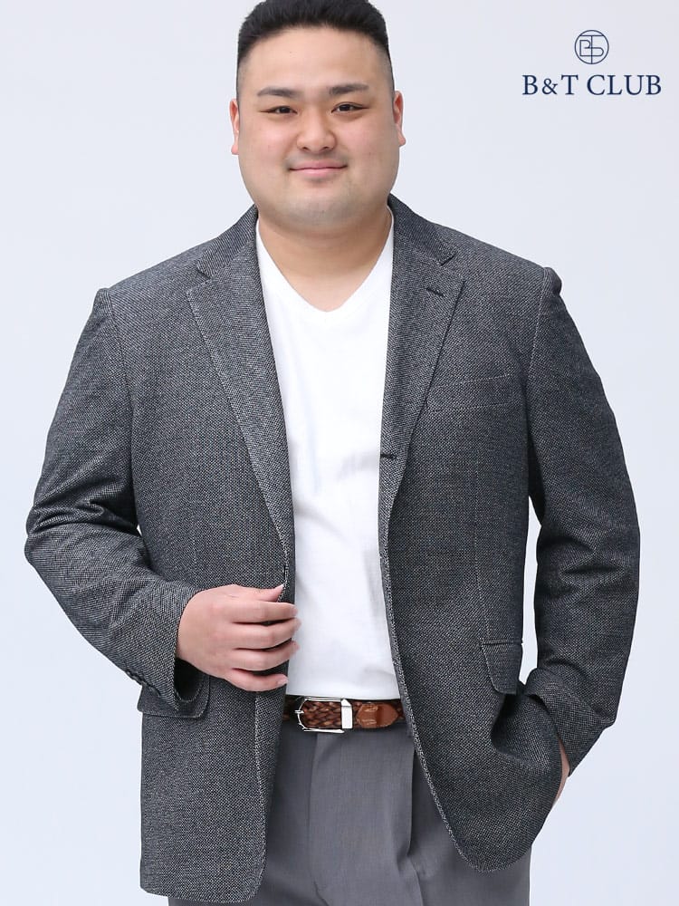 大きいサイズ メンズ B＆T CLUB (ビーアンドティークラブ) 春夏対応 制菌加工 メッシュ 段返り3ツ釦 ジャケット RoughMesh