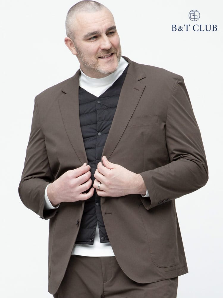 大きいサイズ メンズ B＆T CLUB 2WAY ウォッシャブル 2ツ釦 ツーパンツ スーツ