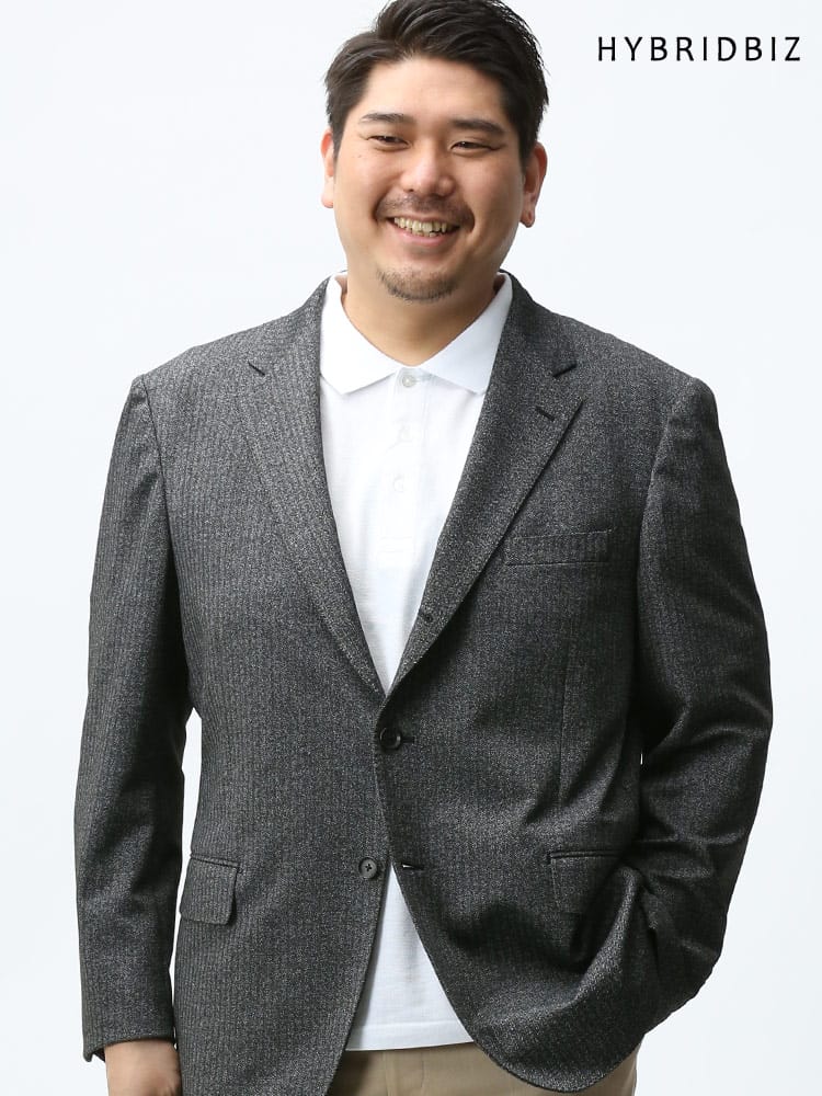 大きいサイズ メンズ B＆T CLUB 春夏 ストレッチ ジャージー ヘリンボン 段返り3つ釦 ジャケット