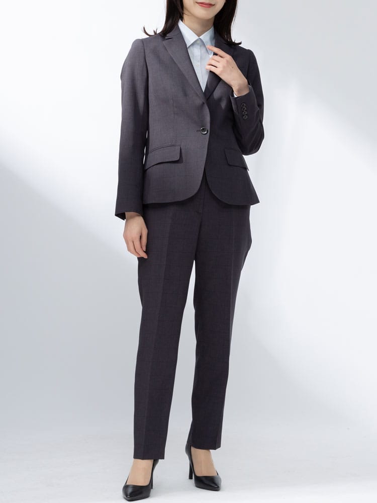 ELGARHYTHM (エルガリズム) ウォッシャブル ストレッチ ウィンドウペン シングル ジャケット ロングパンツ スーツ