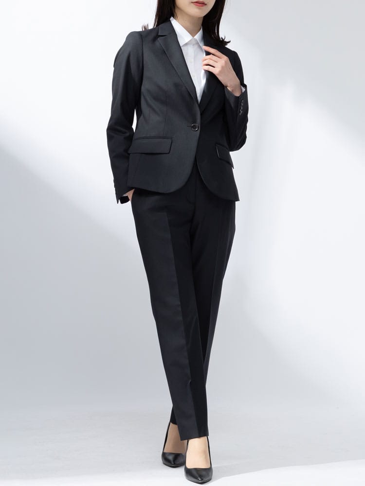 ELGARHYTHM (エルガリズム) ウォッシャブル ストレッチ シャドーストライプ シングル ジャケット ロングパンツ スーツ