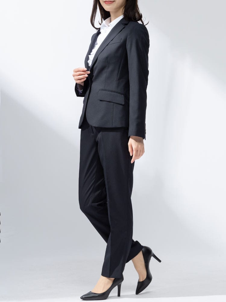 ELGARHYTHM (エルガリズム) ウォッシャブル ストレッチ シャドーストライプ シングル ジャケット ロングパンツ スーツ