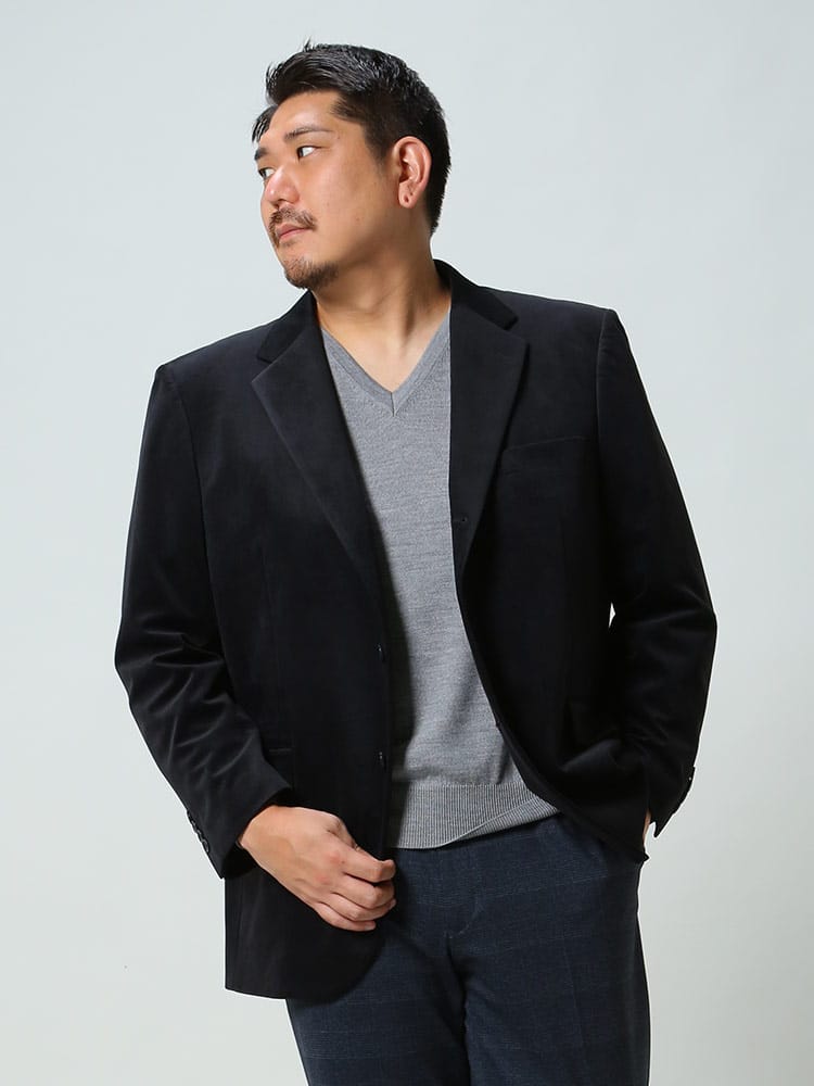 大きいサイズ メンズ B＆T CLUB ビーアンドティークラブ 別珍 シングル 段返り3ツ釦 ジャケット