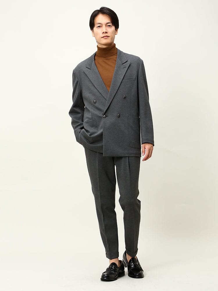 SARTORIA DEL GROSSO (サルトリアデルグロッソ) ストレッチ 無地 ダブル ジャケット パンツ セットアップ