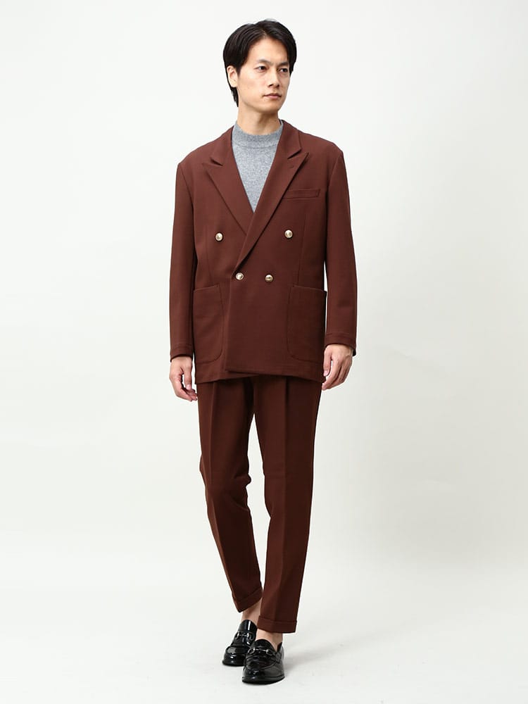 SARTORIA DEL GROSSO (サルトリアデルグロッソ) ストレッチ 無地 ダブル ジャケット パンツ セットアップ