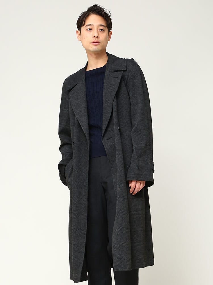 SARTORIA DEL GROSSO サルトリアデルグロッソ ストレッチ チェック タイロッケンコート