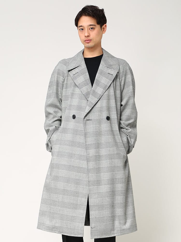 SARTORIA DEL GROSSO サルトリアデルグロッソ グレンチェック ダブル タイロッケンコート