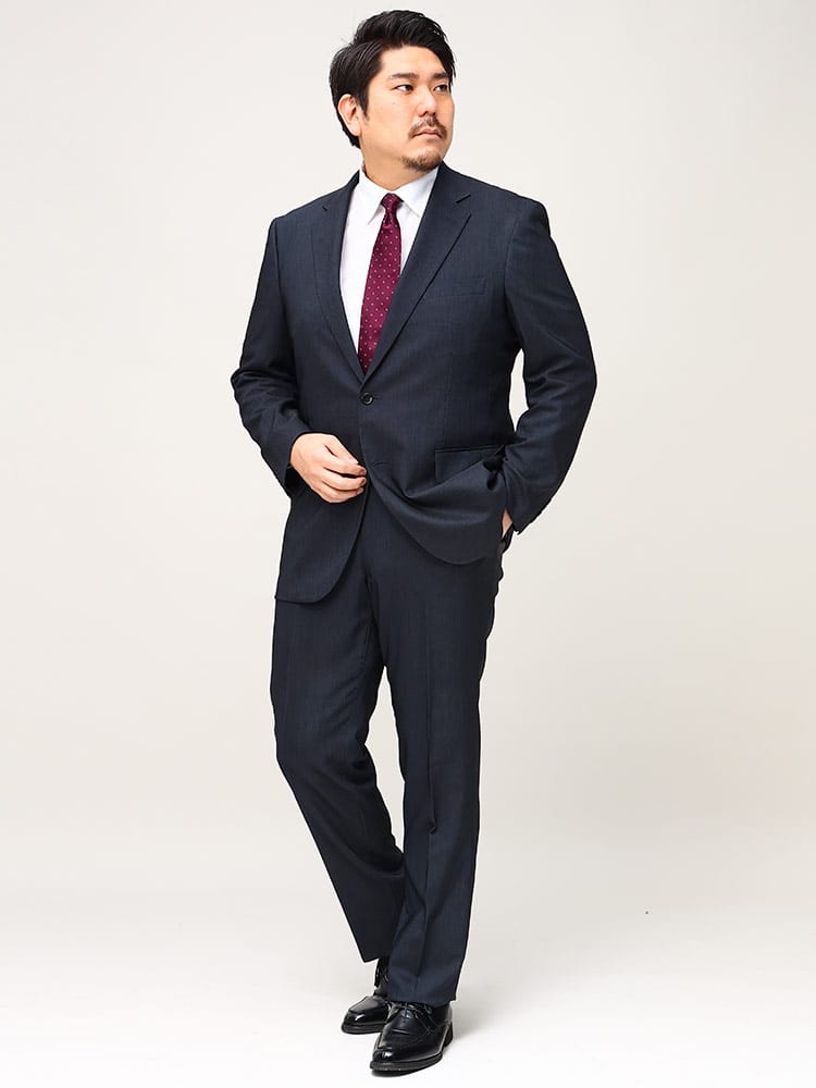 大きいサイズ メンズ HYBRIDBIZ (ハイブリッドビズ) ウォッシャブル シングル 2パンツ スーツ TAB KB KBE