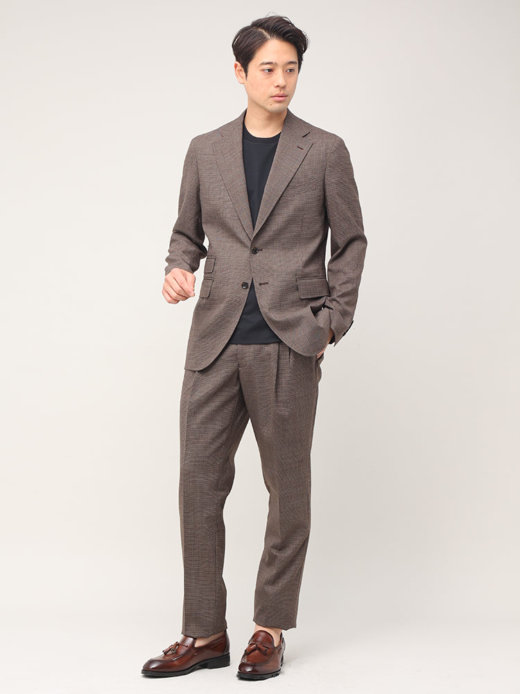 スーツ・ジャケット2着目半額対象商品 SAKAZEN (サカゼン) 総柄 チェンジポケット シングル ツータック スーツ