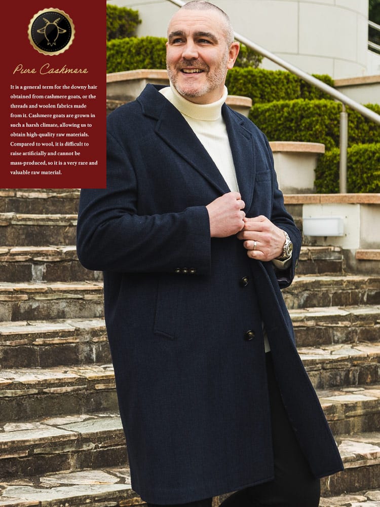 チェスターコート カシミヤ100％ シングル 3つボタン アウター ロングコート 秋冬 フォーマル 大きいサイズ メンズ ビジネス