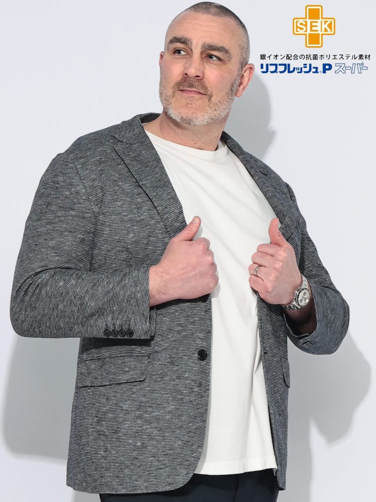 スーツ・ジャケット・コート2着目半額対象商品 テーラードジャケット イタリア製生地 シングル 段返り3釦 ニットジャケット アウター フォーマル 大きいサイズ メンズ ビジネス