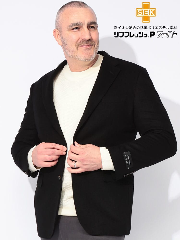 スーツ・ジャケット・コート2着目半額対象商品 テーラード ジャケット アンゴラ混 シングル 段返り3ツ釦 アウター フォーマル 大きいサイズ メンズ ビジネス 紳士 B＆T CLUB ビーアンドティークラブ