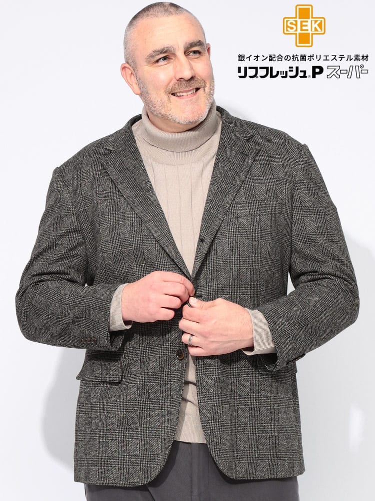 スーツ・ジャケット・コート2着目半額対象商品 テーラード ジャケット イタリア製生地 シングル 段返り3ツ釦 ニットジャケット アウター フォーマル 大きいサイズ メンズ ビジネス 紳士 B＆T CLUB ビーアンドティークラブ