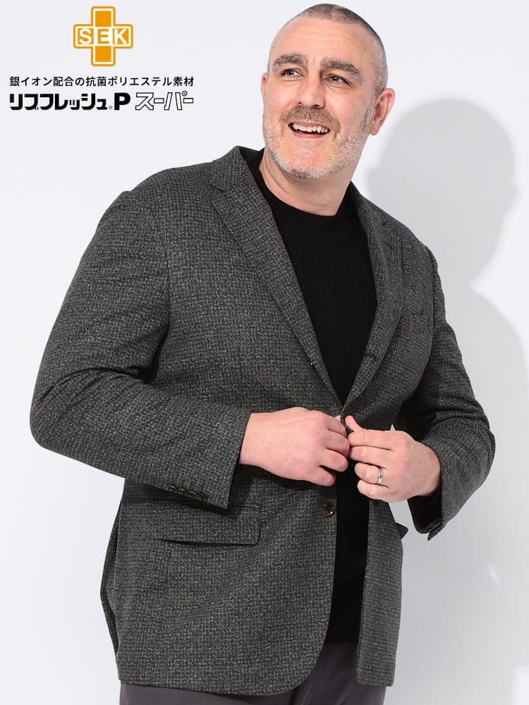 スーツ・ジャケット・コート2着目半額対象商品 テーラード ジャケット イタリア製生地 シングル 段返り3ツ釦 ニットジャケット アウター フォーマル 大きいサイズ メンズ ビジネス 紳士 B＆T CLUB ビーアンドティークラブ