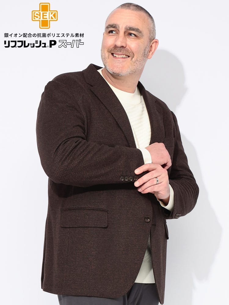 スーツ・ジャケット・コート2着目半額対象商品 テーラード ジャケット イタリア製生地 シングル 段返り3ツ釦 ニットジャケット アウター フォーマル 大きいサイズ メンズ ビジネス 紳士 B＆T CLUB ビーアンドティークラブ