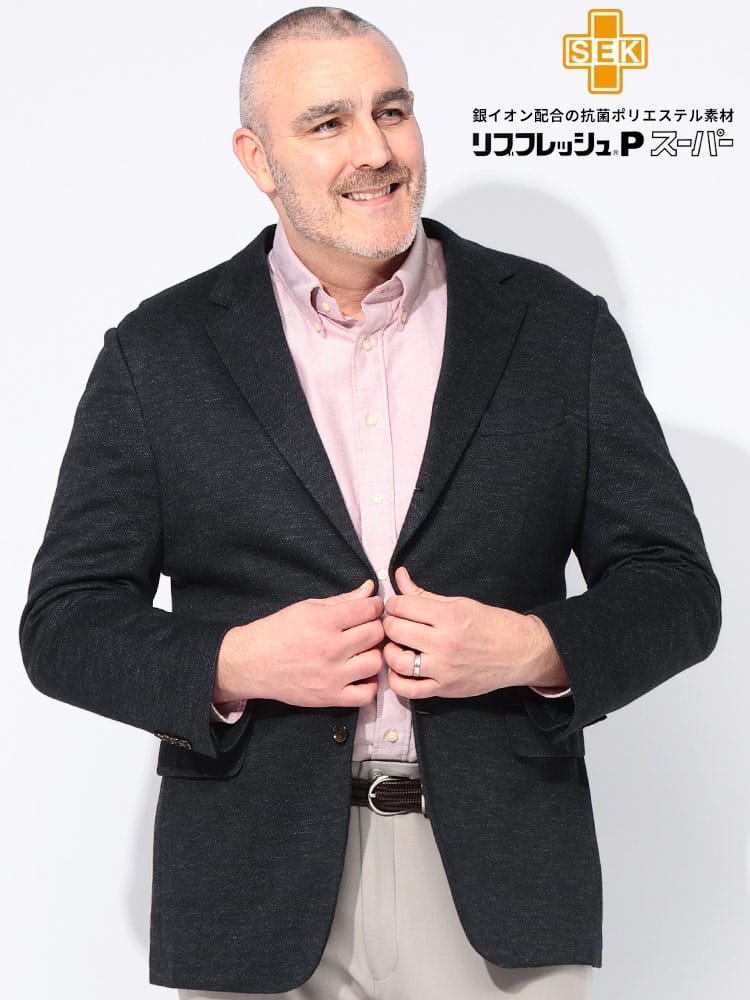 スーツ・ジャケット・コート2着目半額対象商品 テーラード ジャケット イタリア製生地 シングル 段返り3ツ釦 ニットジャケット アウター フォーマル 大きいサイズ メンズ ビジネス 紳士 B＆T CLUB ビーアンドティークラブ