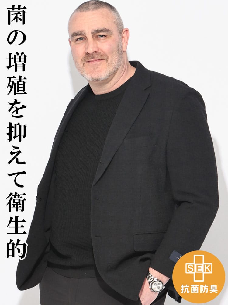 ジャケット メンズ 大きいサイズ Marzotto ストレッチ 段返り3ツボタン テーラード 3L 4L 5L B＆T CLUB ビーアンドティークラブ