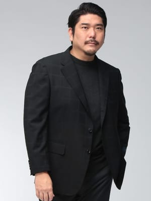 テーラードジャケット メンズ 大きいサイズ Marzotto シャドーチェック シングル 3つボタン ジャケット