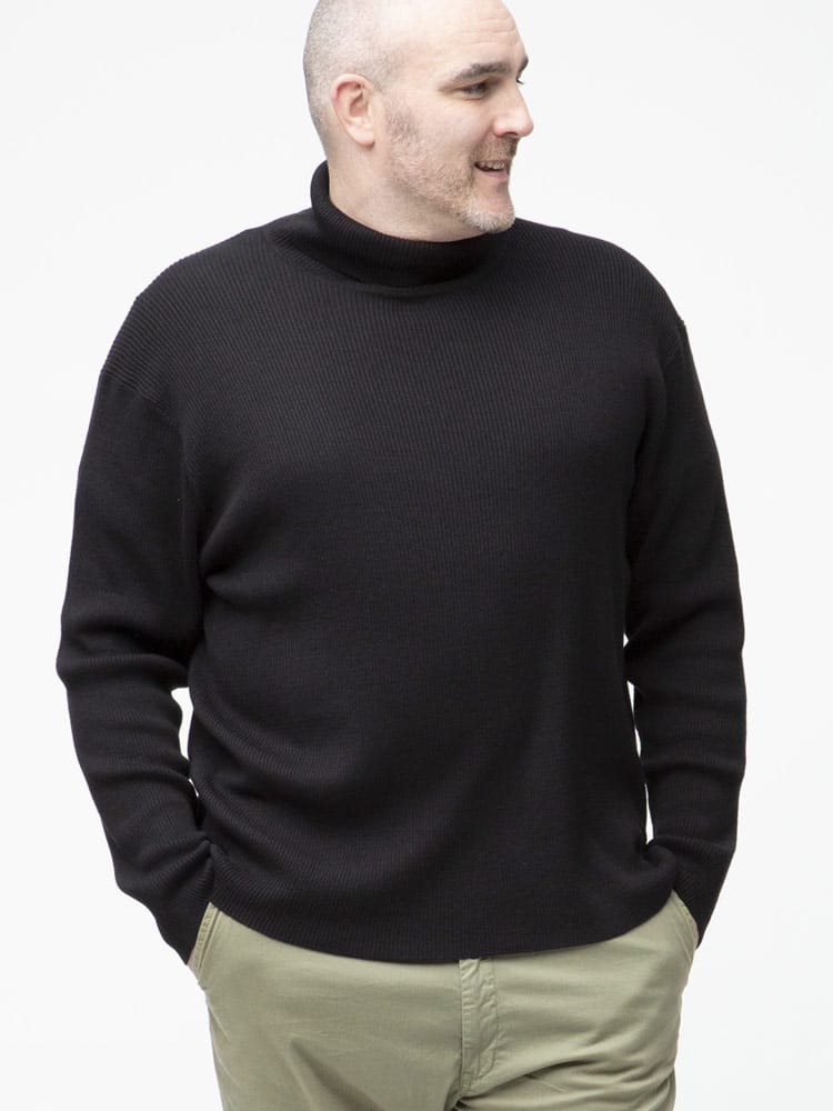 大きいサイズ メンズ B＆T CLUB (ビーアンドティークラブ) 綿混 無地 リブ編み タートルネック セーター