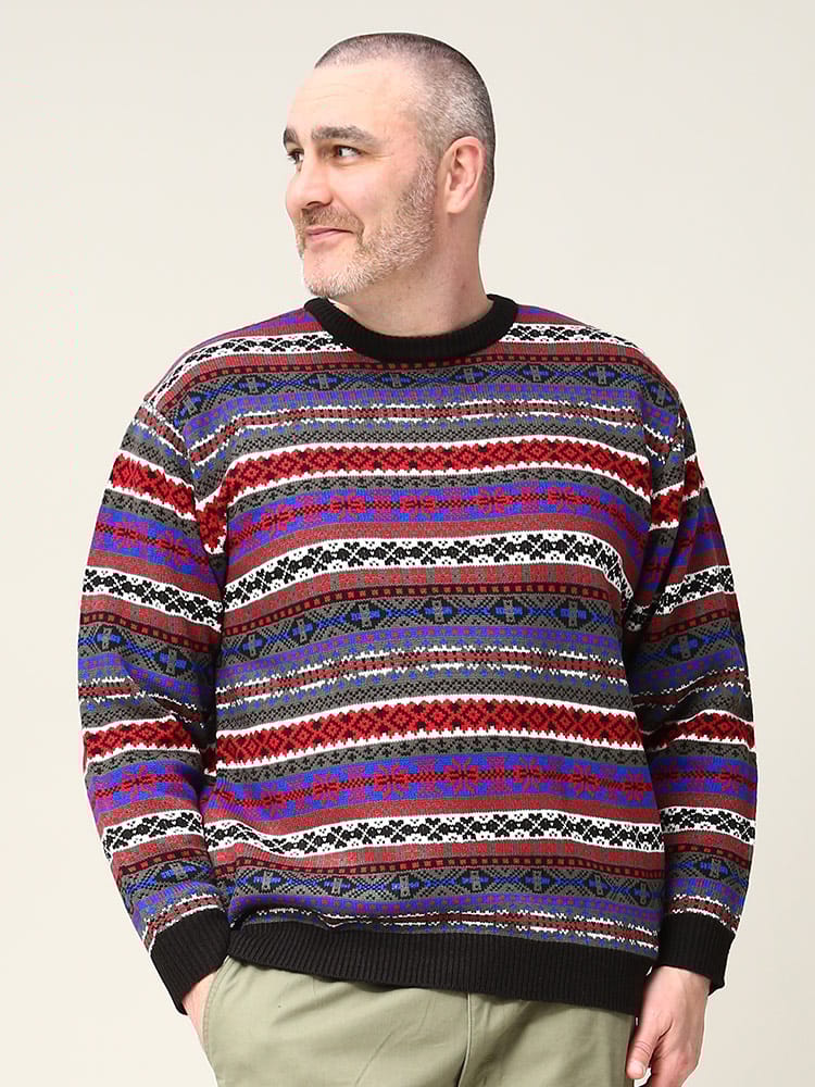 在庫処分 返品交換不可 大きいサイズ メンズ B＆T CLUB (ビーアンドティークラブ) フェアアイル クルーネック セーター