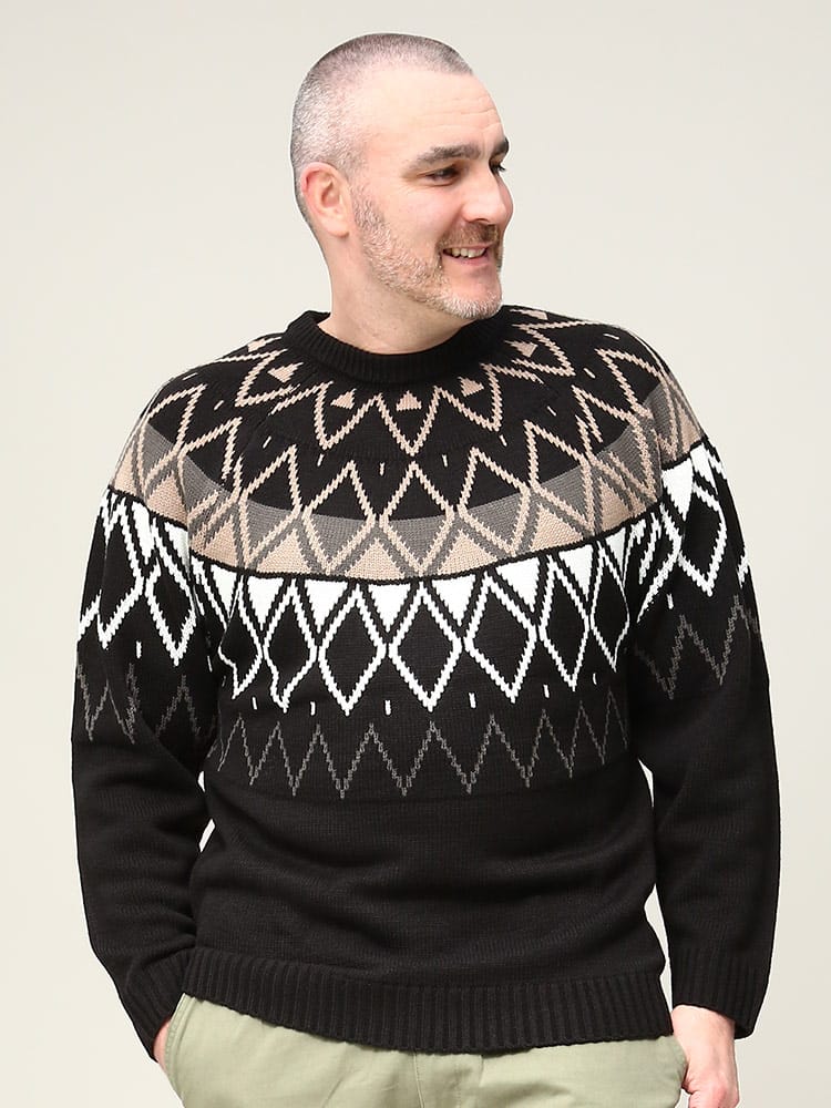 在庫処分 返品交換不可 大きいサイズ メンズ B＆T CLUB (ビーアンドティークラブ) ノルディック クルーネック セーター