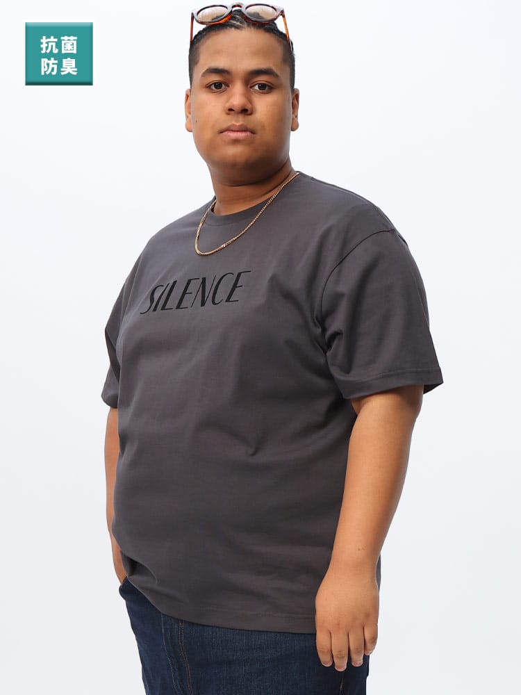 半袖 Tシャツ 抗菌 消臭 防臭 メッセージ フロッキープリント トップス クルー 大きいサイズ メンズ