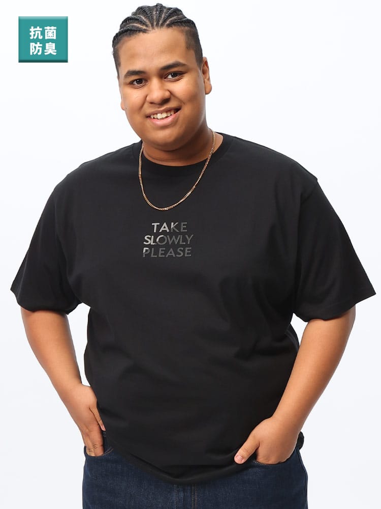 半袖 Tシャツ 抗菌 消臭 防臭 メッセージ 発砲プリント クルーネック トップス クルー 大きいサイズ メンズ