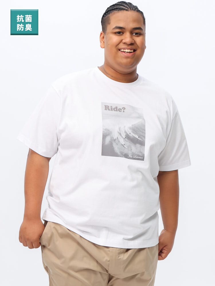 半袖 Tシャツ 抗菌 消臭 防臭 サーフィン フォトプリント クルーネック トップス クルー 大きいサイズ メンズ