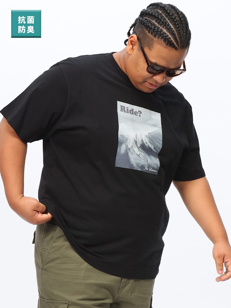 半袖 Tシャツ 抗菌 消臭 防臭 サーフィン フォトプリント クルーネック トップス クルー 大きいサイズ メンズ
