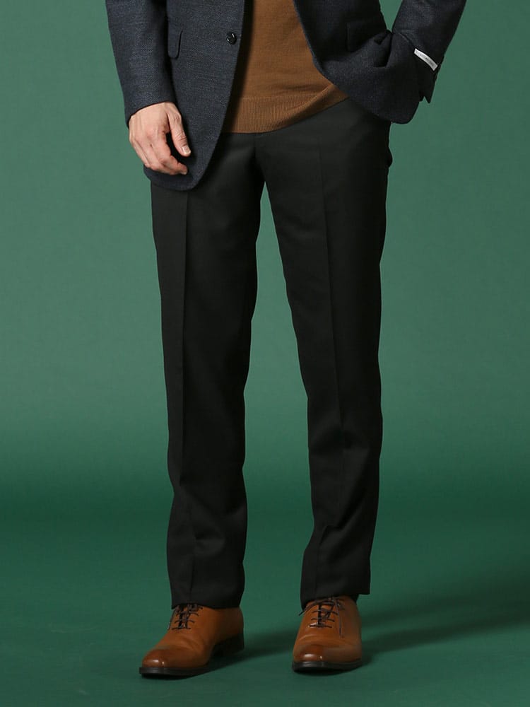 HYBRIDBIZ (ハイブリッドビズ) HYBRIDBIZ WALK ウール混 無地 ノータック スラックス 秋冬