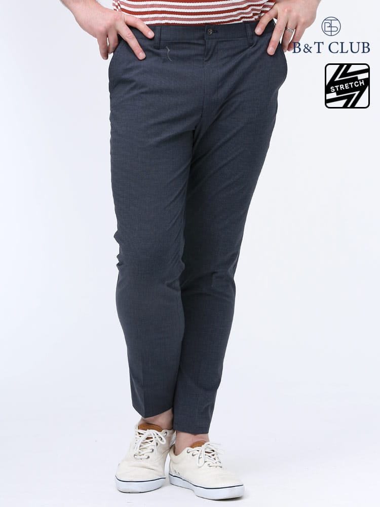 大きいサイズ メンズ B＆T CLUB (ビーアンドティークラブ) プラスクール ストレッチ ノータック ロングパンツ