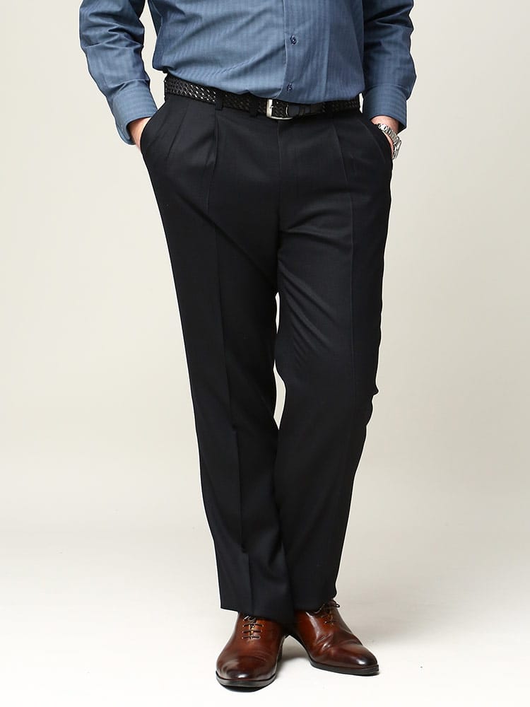 スラックス2本同時購入2200円引き対象商品 大きいサイズ メンズ B＆T CLUB ビーアンドティークラブ ウォッシャブル 股ずれ防止 シック付き ツータック 無地 スラックス