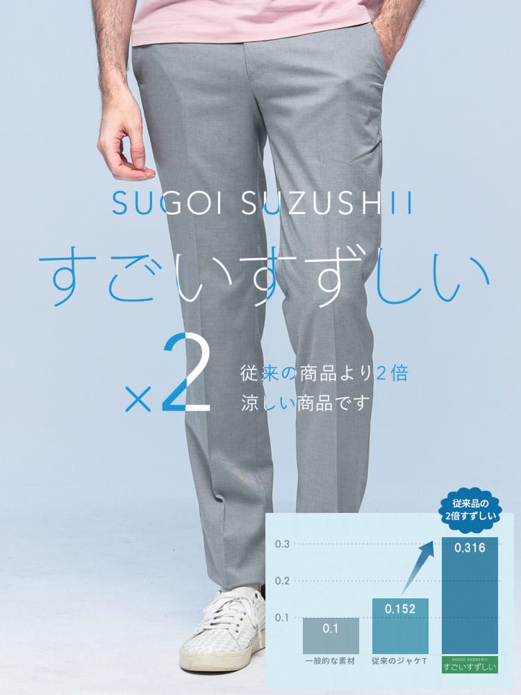 スラックス2本同時購入2200円引き対象商品 HYBRIDBIZ ハイブリッドビズ すごいすずしい 接触冷感 涼感 ストレッチ ノータックスラックス ビジネス 紳士 春夏 ウォッシャブル 洗える