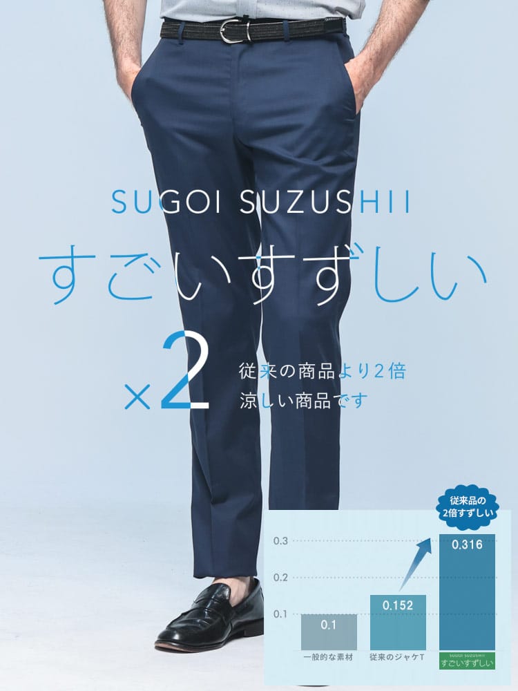 スラックス2本同時購入2200円引き対象商品 HYBRIDBIZ ハイブリッドビズ すごいすずしい 接触冷感 涼感 ストレッチ ノータックスラックス ビジネス 紳士 春夏 ウォッシャブル 洗える