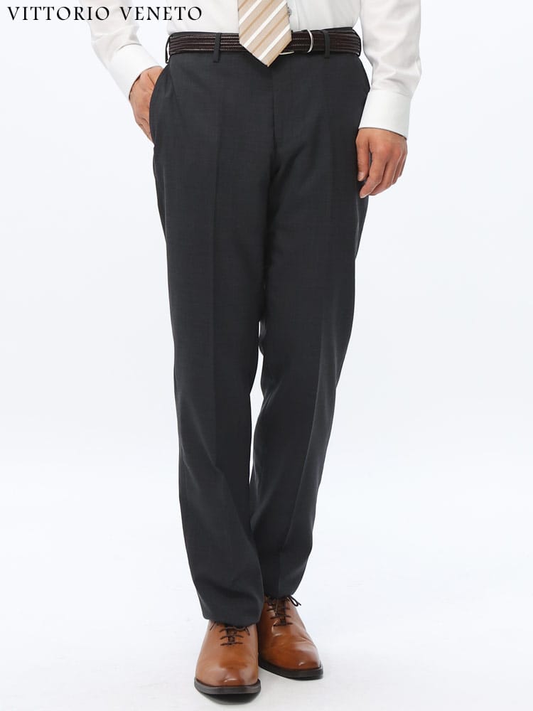 ノータックスラックス ウォッシャブル ウール混 無地  ボトムス パンツ ロングパンツ メンズ ビジネス 紳士 秋冬 ウォッシャブル 洗える