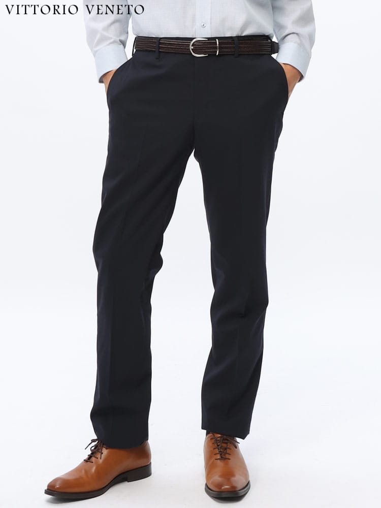 ノータックスラックス ウォッシャブル ウール混 無地  ボトムス パンツ ロングパンツ メンズ ビジネス 紳士 秋冬 ウォッシャブル 洗える