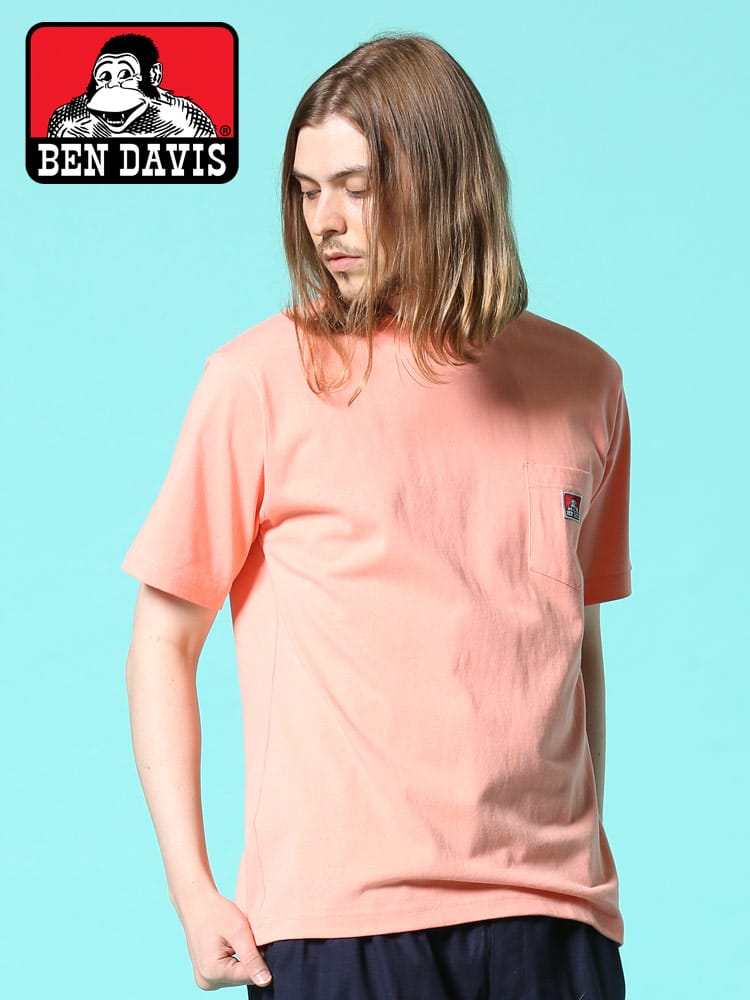BEN DAVIS (ベンデイビス) 綿100％ ポケットロゴ クルーネック 半袖 Tシャツ