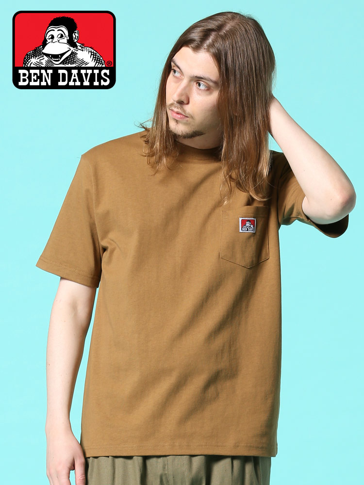 BEN DAVIS (ベンデイビス) 綿100％ ポケットロゴ クルーネック 半袖 Tシャツ
