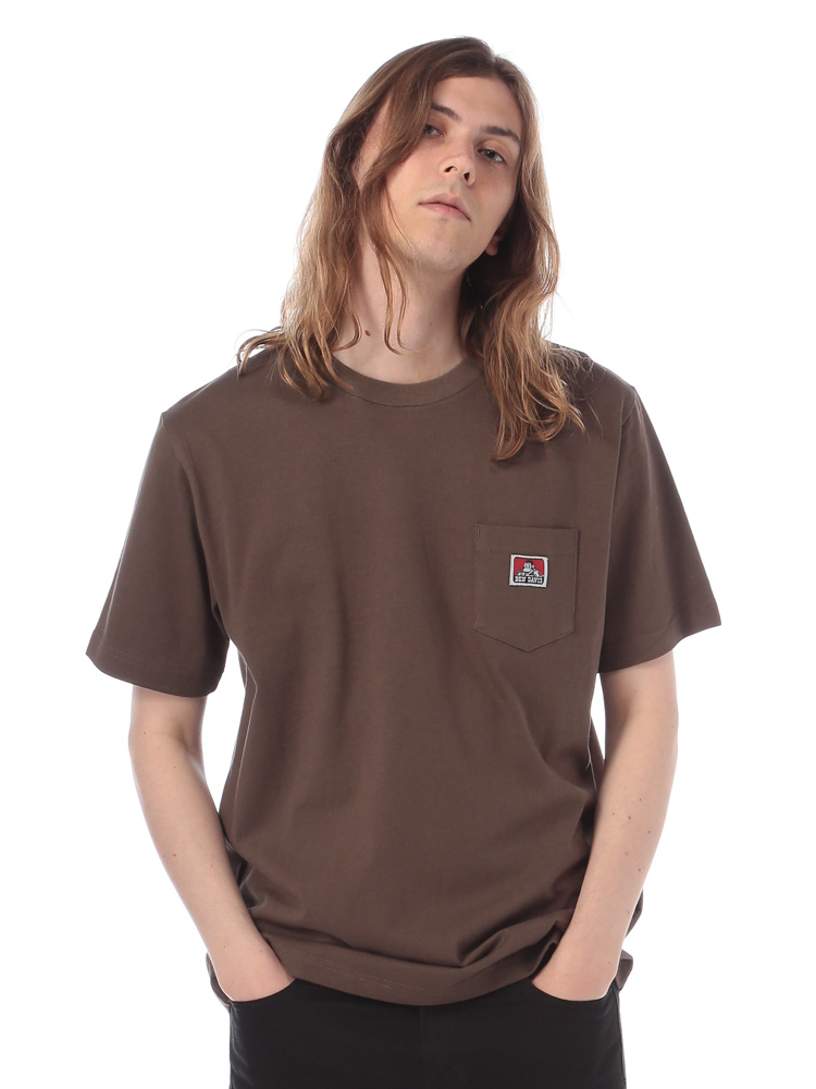BEN DAVIS (ベンデイビス) 綿100％ ポケットロゴ クルーネック 半袖 Tシャツ